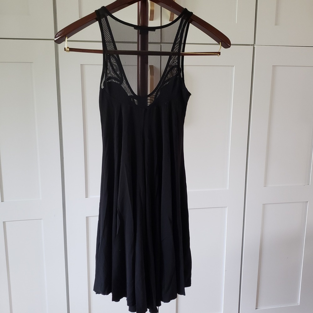 Armani Exchange Fit‎ Flare Dress Womens XS Black Mesh Braided Detail LBD Slip